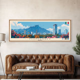 Monterrey, Mexico Panoramic Canvas Print, Monterrey, Mexico Painting, Mexico Art, Monterrey Travel Poster, Travel Art, Housewarming Gift