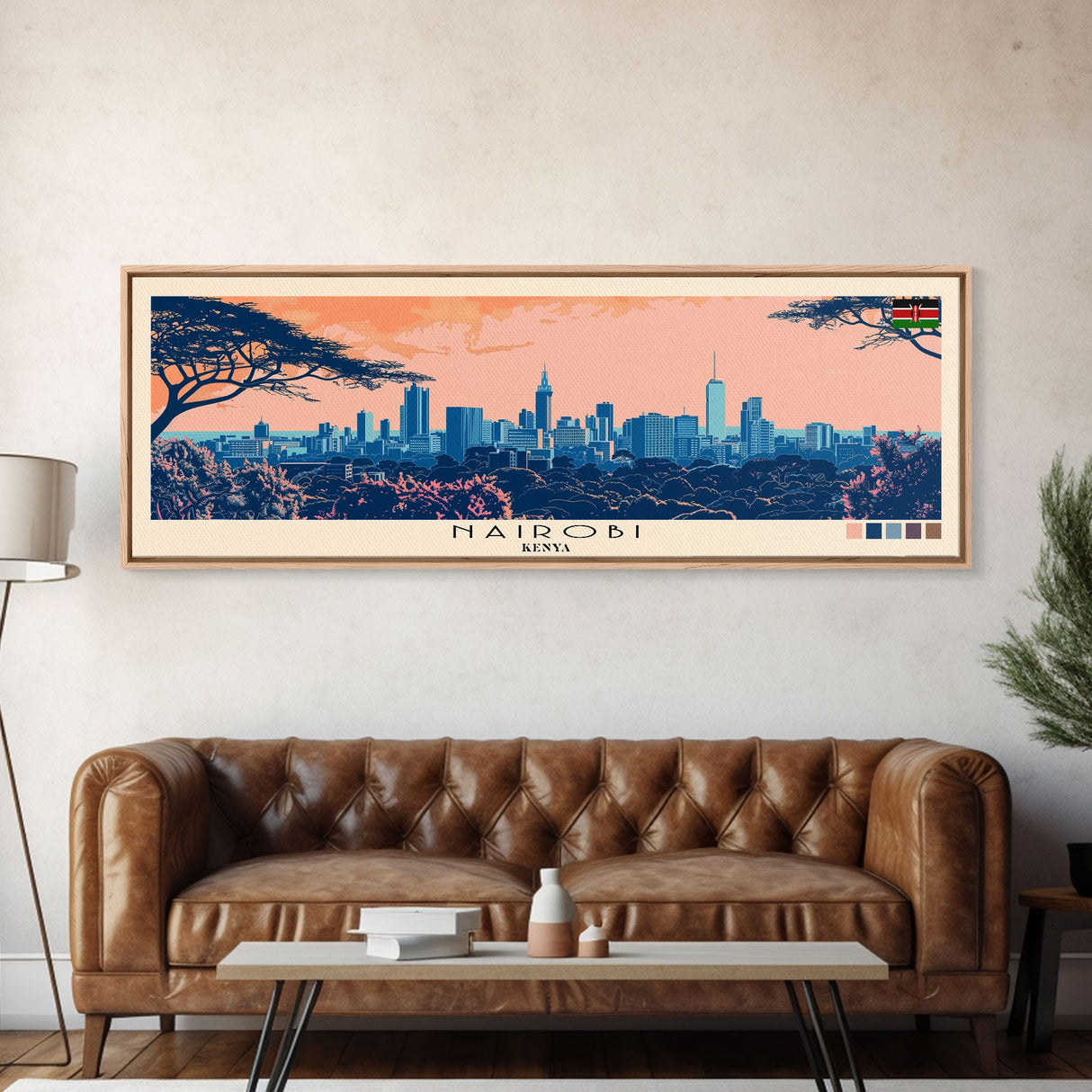 Nairobi, Kenya Panoramic Canvas Print, Nairobi, Kenya Painting, Kenya Art, Nairobi Travel Poster, Travel Art, Housewarming Gift