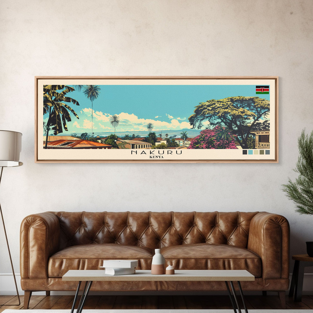 Nakuru, Kenya Panoramic Canvas Print, Nakuru, Kenya Painting, Kenya Art, Nakuru Travel Poster, Travel Art, Guest Room Painting