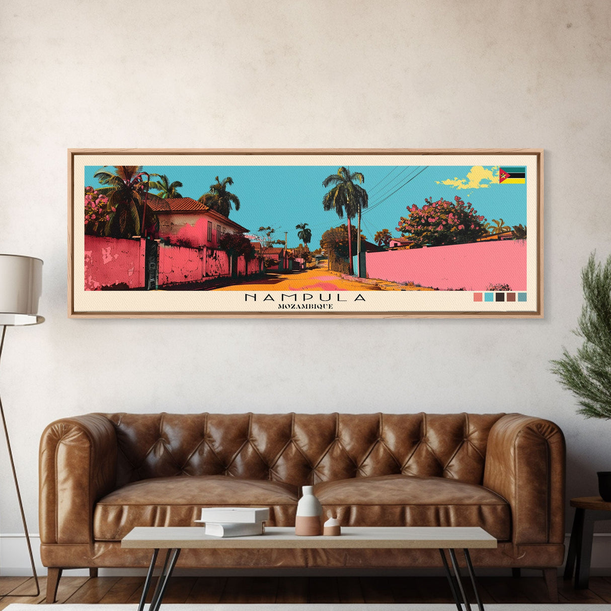 Nampula, Mozambique Panoramic Canvas Print, Nampula, Mozambique Painting, Mozambique Art, Nampula Travel Poster, Travel Art, Vacation Gift