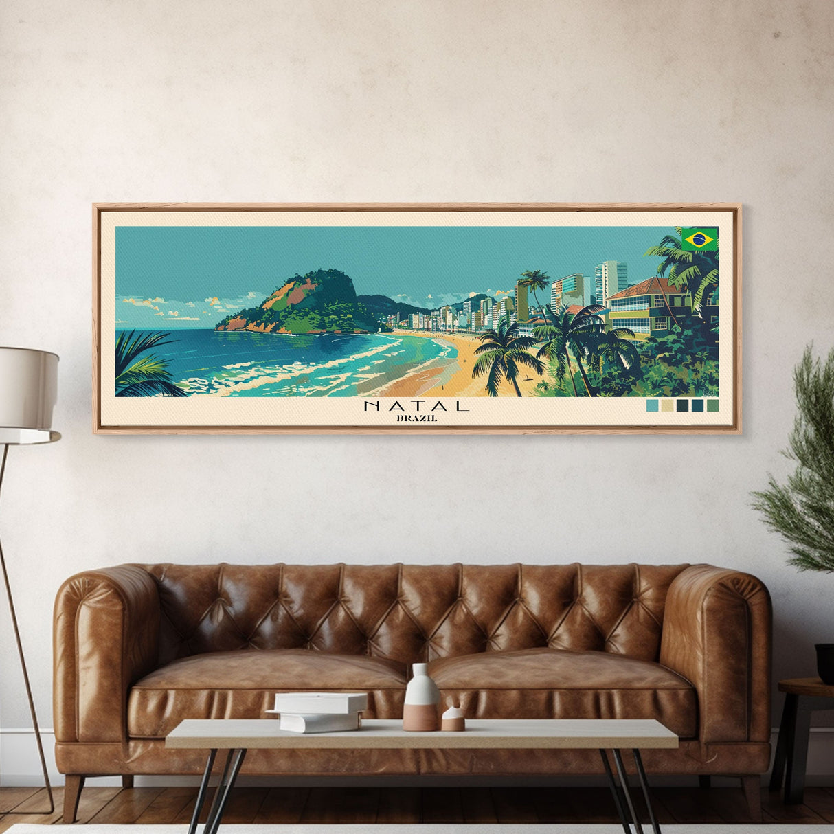 Natal, Brazil Panoramic Canvas Print, Natal, Brazil Painting, Brazil Art, Natal Travel Poster, Travel Art, Guest Room Painting