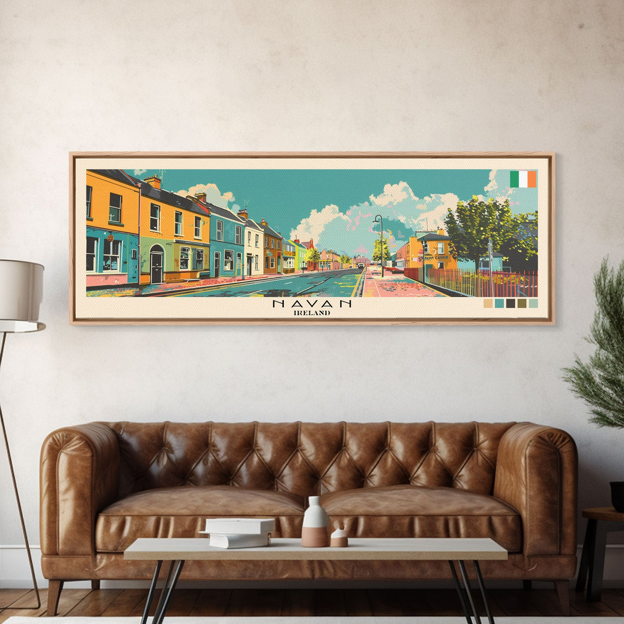 Navan, Ireland Panoramic Canvas Print, Navan, Ireland Painting, Ireland Art, Navan Travel Poster, Travel Art, Living Room Painting