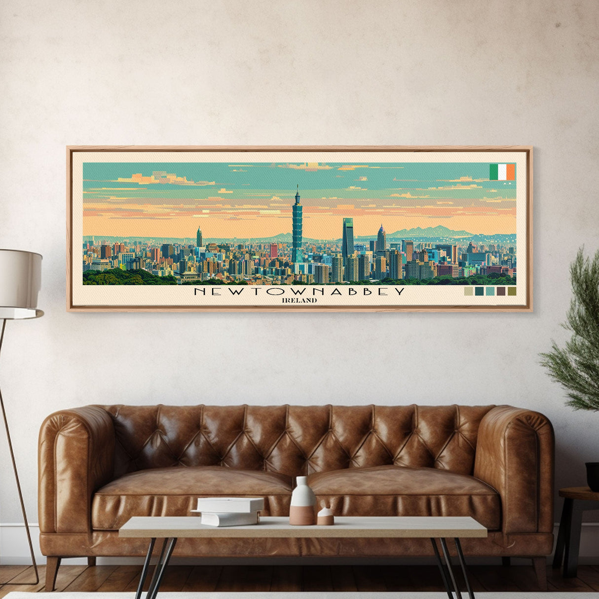 Newtownabbey, Ireland Panoramic Canvas Print, Newtownabbey, Ireland Painting, Ireland Art, Newtownabbey Travel Poster, Travel Art, Guest Room Painting