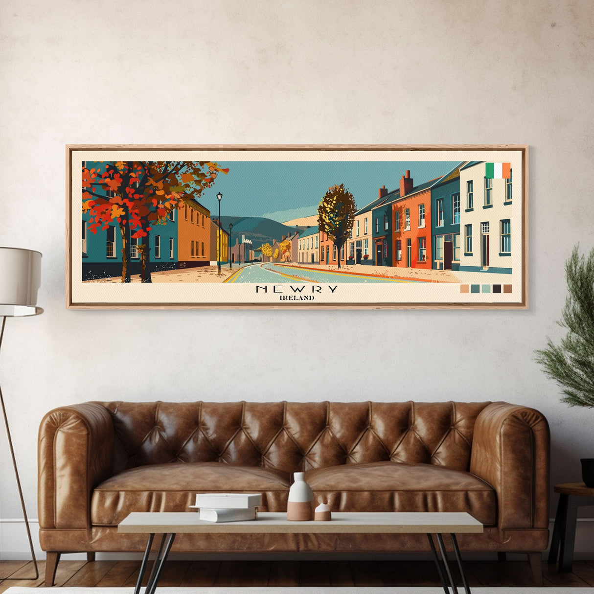 Newry, Ireland Panoramic Canvas Print, Newry, Ireland Painting, Ireland Art, Newry Travel Poster, Travel Art, Guest Room Painting