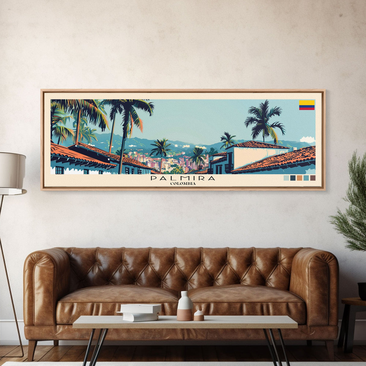 Palmira, Colombia Panoramic Canvas Print, Palmira, Colombia Painting, Colombia Art, Palmira Travel Poster, Travel Art, Vacation Gift