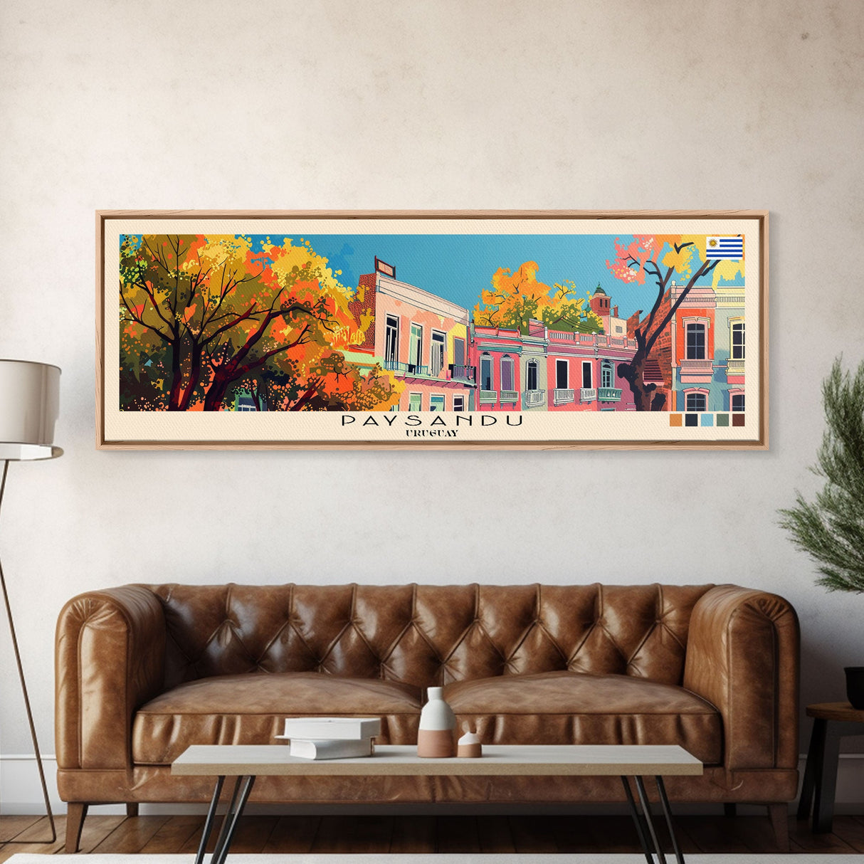 Paysandu, Uruguay Panoramic Canvas Print, Paysandu, Uruguay Painting, Uruguay Art, Paysandu Travel Poster, Travel Art, Housewarming Gift