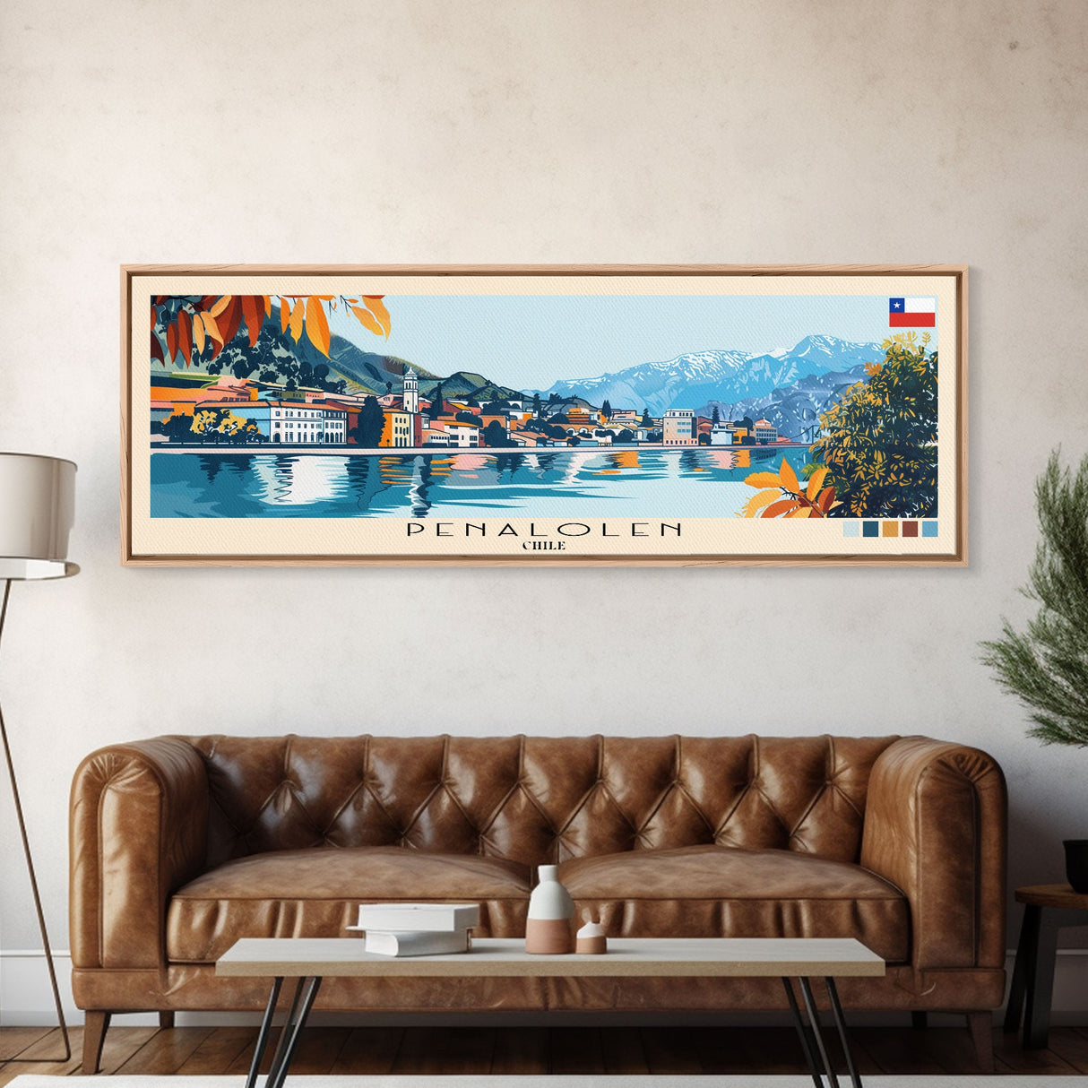 Penalolen, Chile Panoramic Canvas Print, Penalolen, Chile Painting, Chile Art, Penalolen Travel Poster, Travel Art, Guest Room Painting