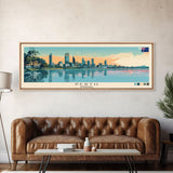 Perth, Australia Panoramic Canvas Print, Perth, Australia Painting, Australia Art, Perth Travel Poster, Travel Art, Vacation Gift