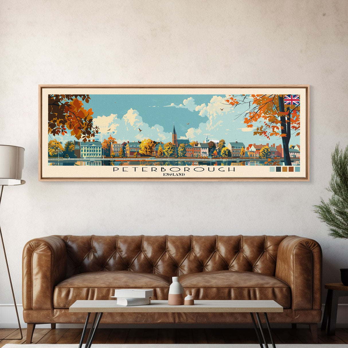 Peterborough, England Panoramic Canvas Print, Peterborough, England Painting, England Art, Peterborough Travel Poster, Travel Art, Housewarming Gift