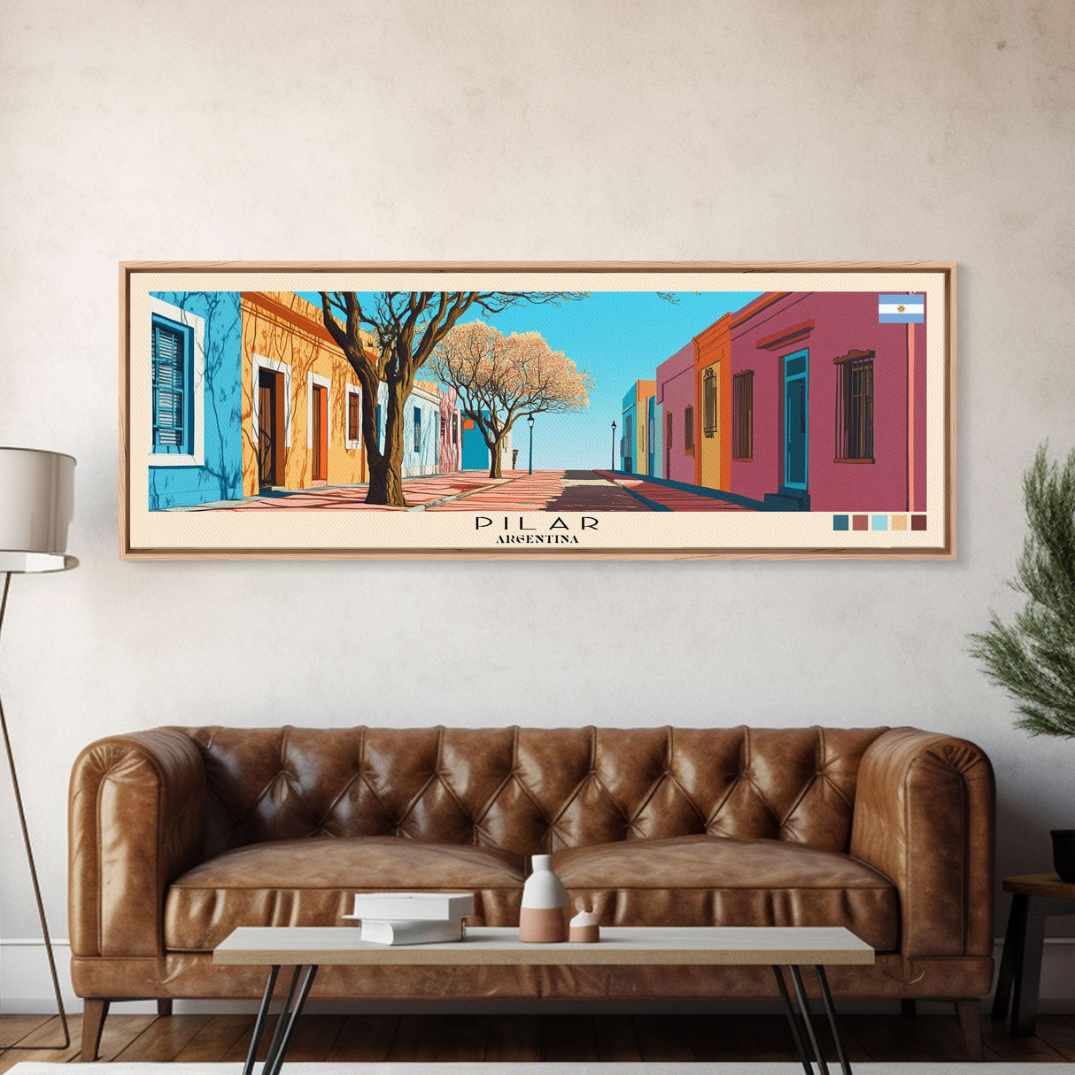 Pilar, Argentina Panoramic Canvas Print, Pilar, Argentina Painting, Argentina Art, Pilar Travel Poster, Travel Art, Vacation Gift