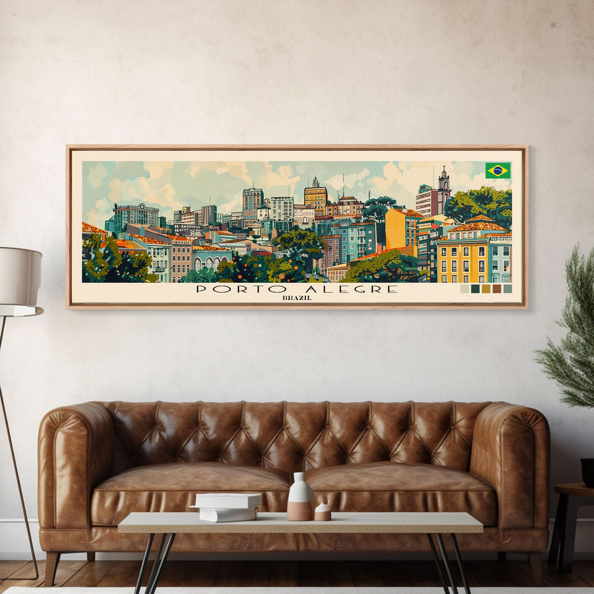 Porto Alegre, Brazil Panoramic Canvas Print, Porto Alegre, Brazil Painting, Brazil Art, Porto Alegre Travel Poster, Travel Art, Housewarming Gift