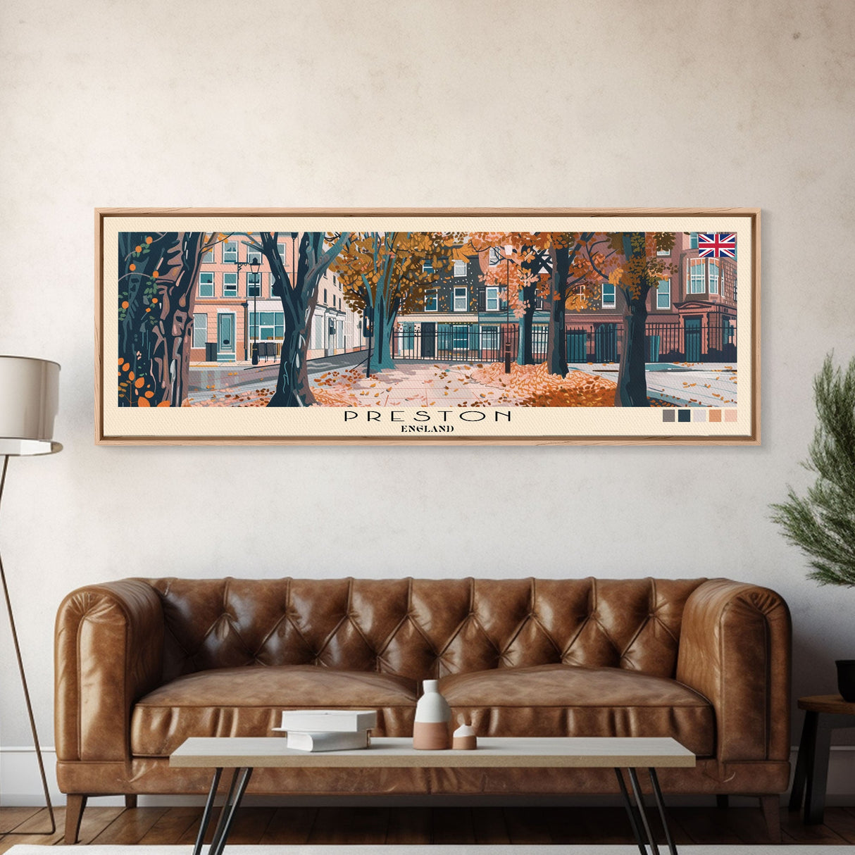 Preston, England Panoramic Canvas Print, Preston, England Painting, England Art, Preston Travel Poster, Travel Art, Guest Room Painting