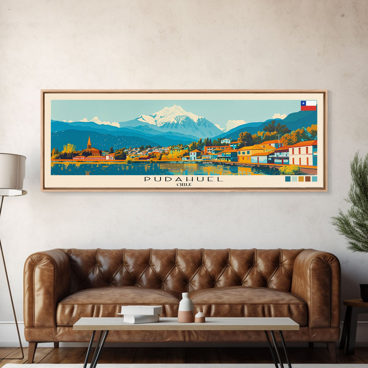 Pudahuel, Chile Panoramic Canvas Print, Pudahuel, Chile Painting, Chile Art, Pudahuel Travel Poster, Travel Art, Vacation Gift