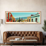 Puebla, Mexico Panoramic Canvas Print, Puebla, Mexico Painting, Mexico Art, Puebla Travel Poster, Travel Art, Living Room Painting