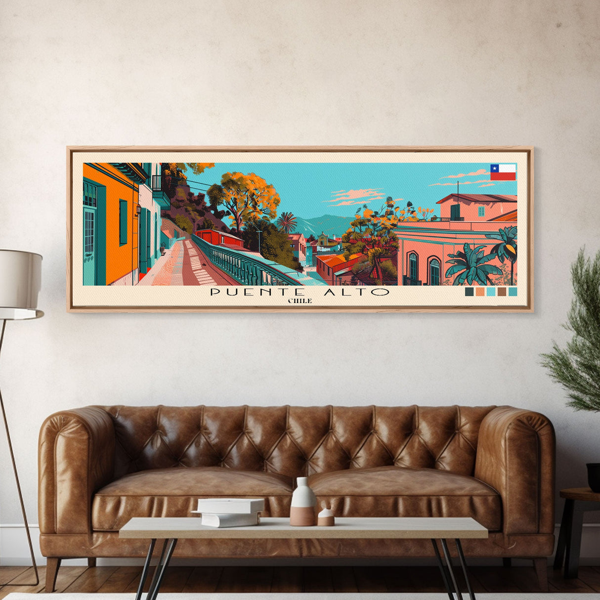 Puente Alto, Chile Panoramic Canvas Print, Puente Alto, Chile Painting, Chile Art, Puente Alto Travel Poster, Travel Art, Housewarming Gift