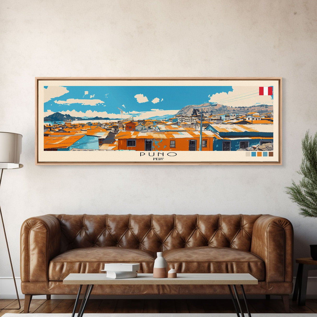 Puno, Peru Panoramic Canvas Print, Puno, Peru Painting, Peru Art, Puno Travel Poster, Travel Art, Guest Room Painting