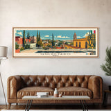 Queretaro, Mexico Panoramic Canvas Print, Queretaro, Mexico Painting, Mexico Art, Queretaro Travel Poster, Travel Art, Living Room Painting