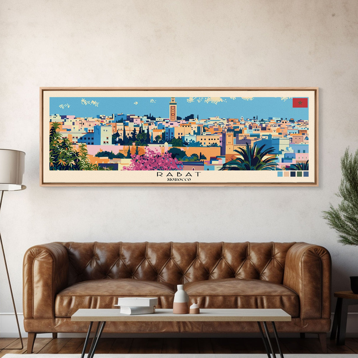 Rabat, Morocco Panoramic Canvas Print, Rabat, Morocco Painting, Morocco Art, Rabat Travel Poster, Travel Art, Housewarming Gift