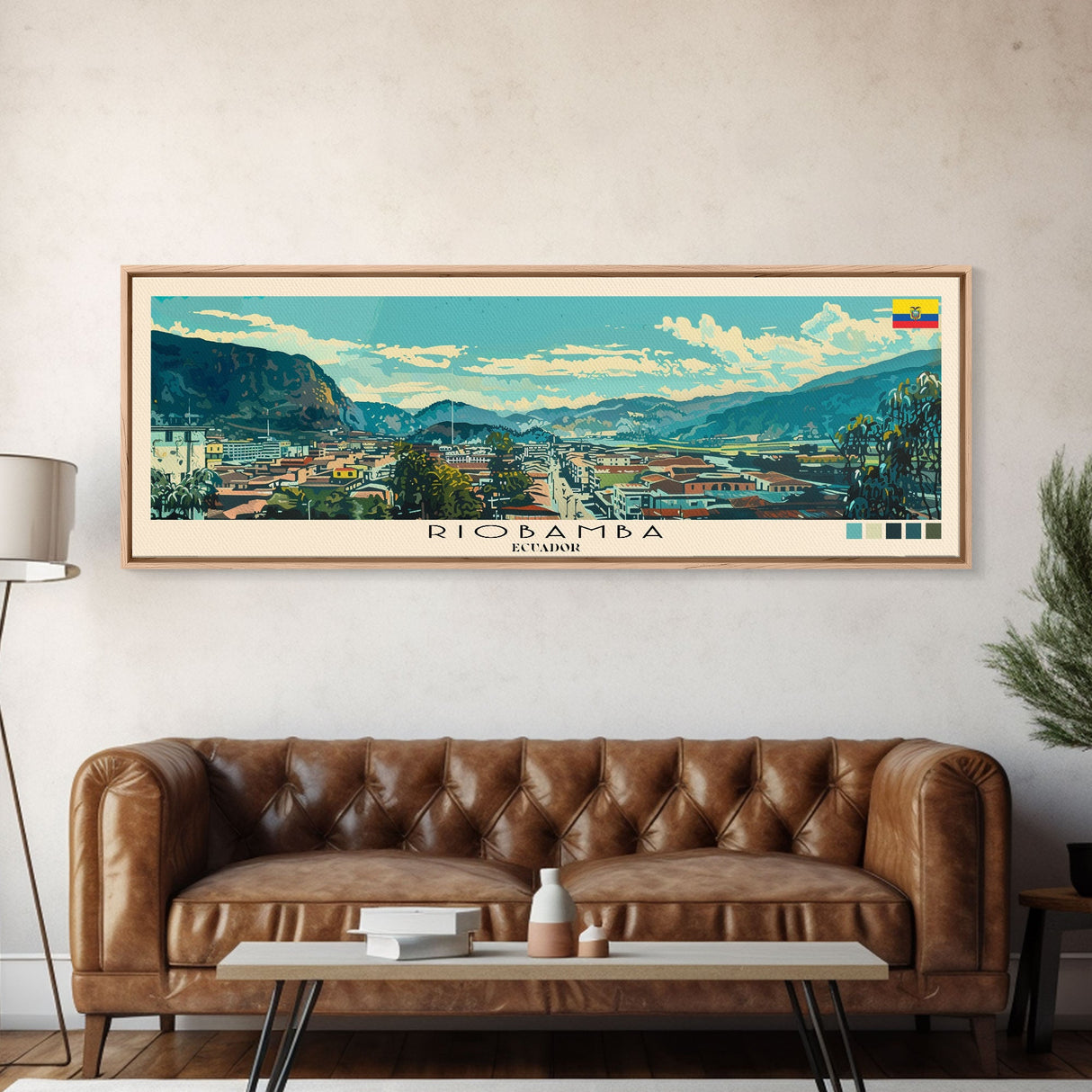 Riobamba, Ecuador Panoramic Canvas Print, Riobamba, Ecuador Painting, Ecuador Art, Riobamba Travel Poster, Travel Art, Housewarming Gift