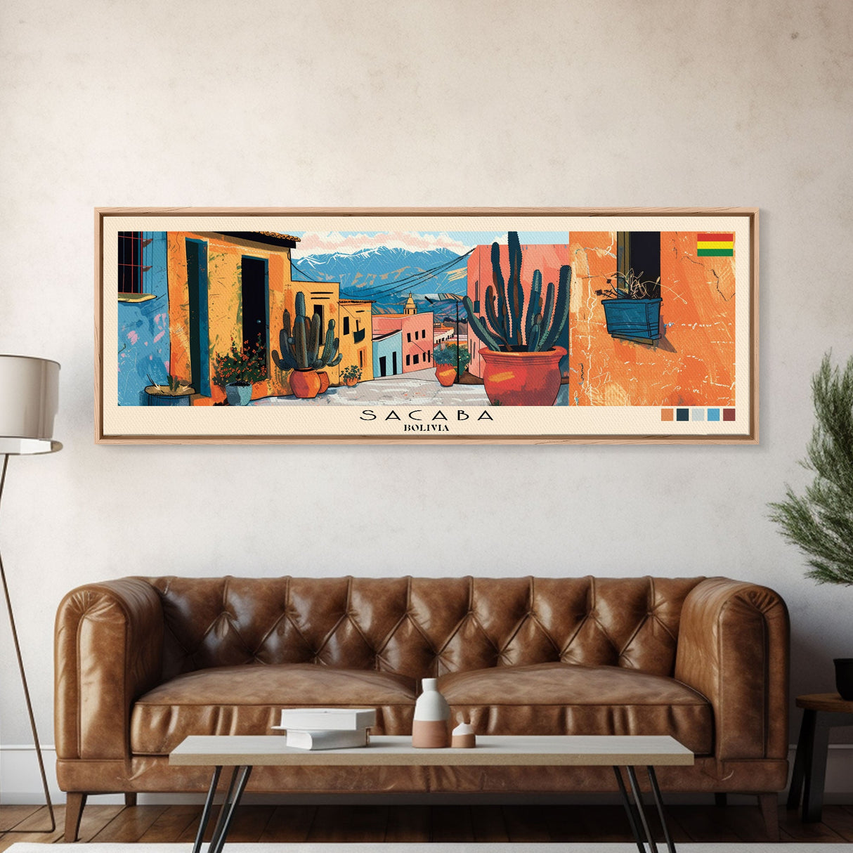 Sacaba, Bolivia Panoramic Canvas Print, Sacaba, Bolivia Painting, Bolivia Art, Sacaba Travel Poster, Travel Art, Living Room Painting