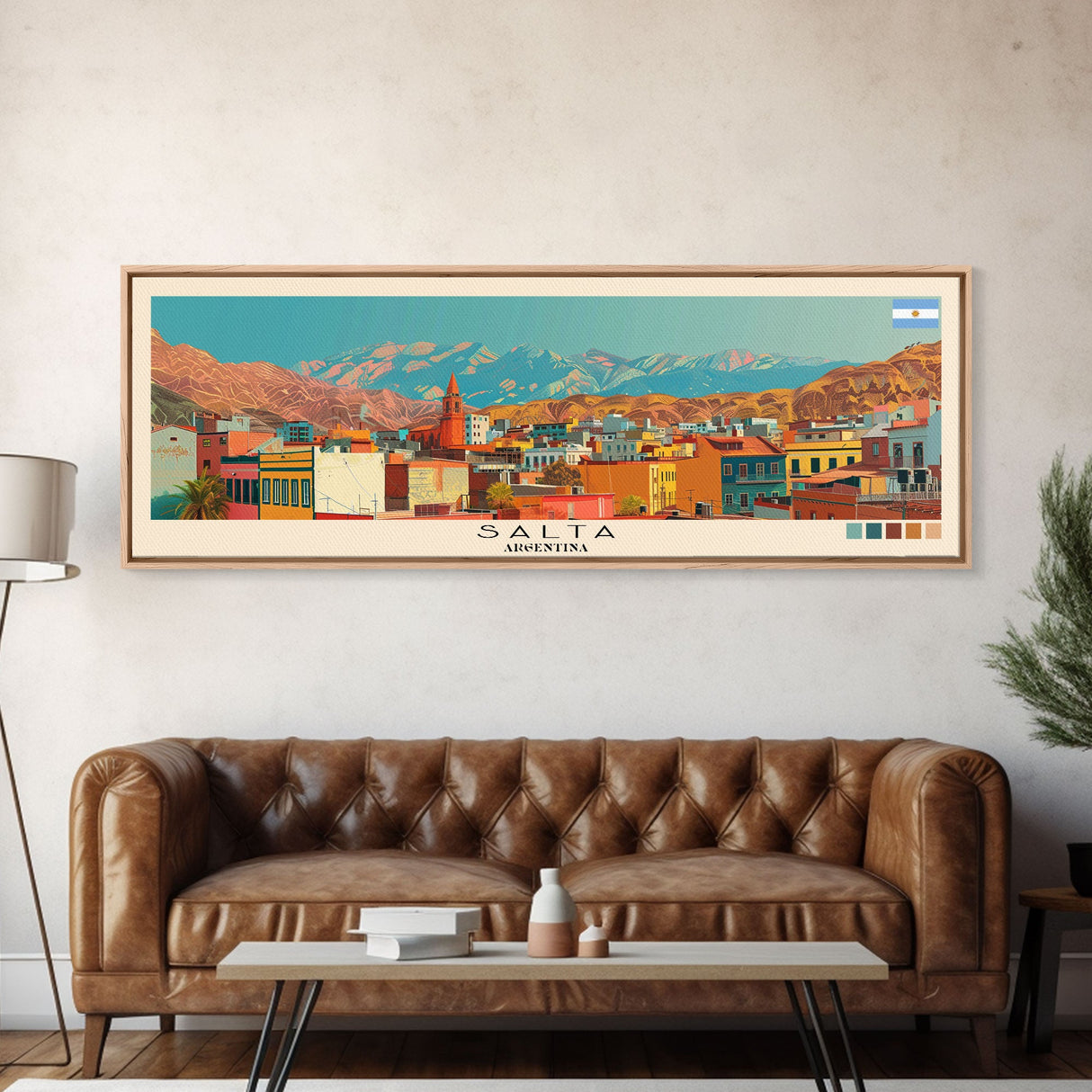 Salta, Argentina Panoramic Canvas Print, Salta, Argentina Painting, Argentina Art, Salta Travel Poster, Travel Art, Living Room Painting