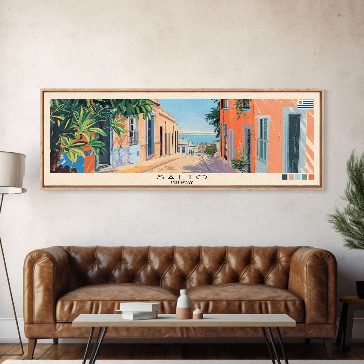 Salto, Uruguay Panoramic Canvas Print, Salto, Uruguay Painting, Uruguay Art, Salto Travel Poster, Travel Art, Guest Room Painting