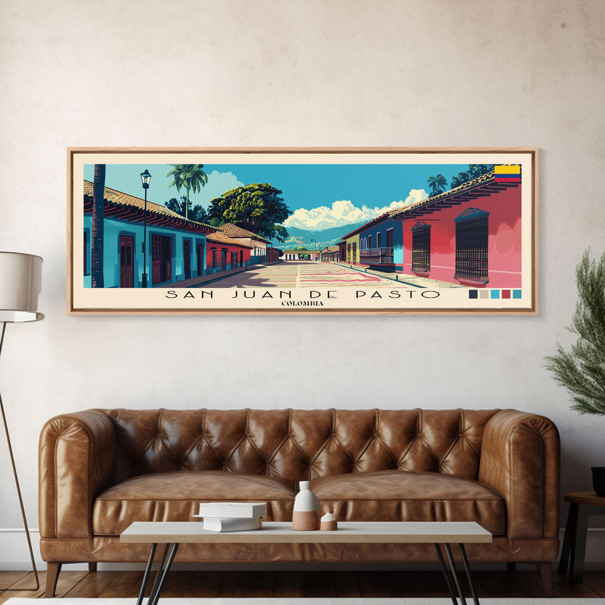 San Juan de Pasto, Colombia Panoramic Canvas Print, San Juan de Pasto, Colombia Painting, Colombia Art, San Juan de Pasto Travel Poster, Travel Art, Living Room Painting