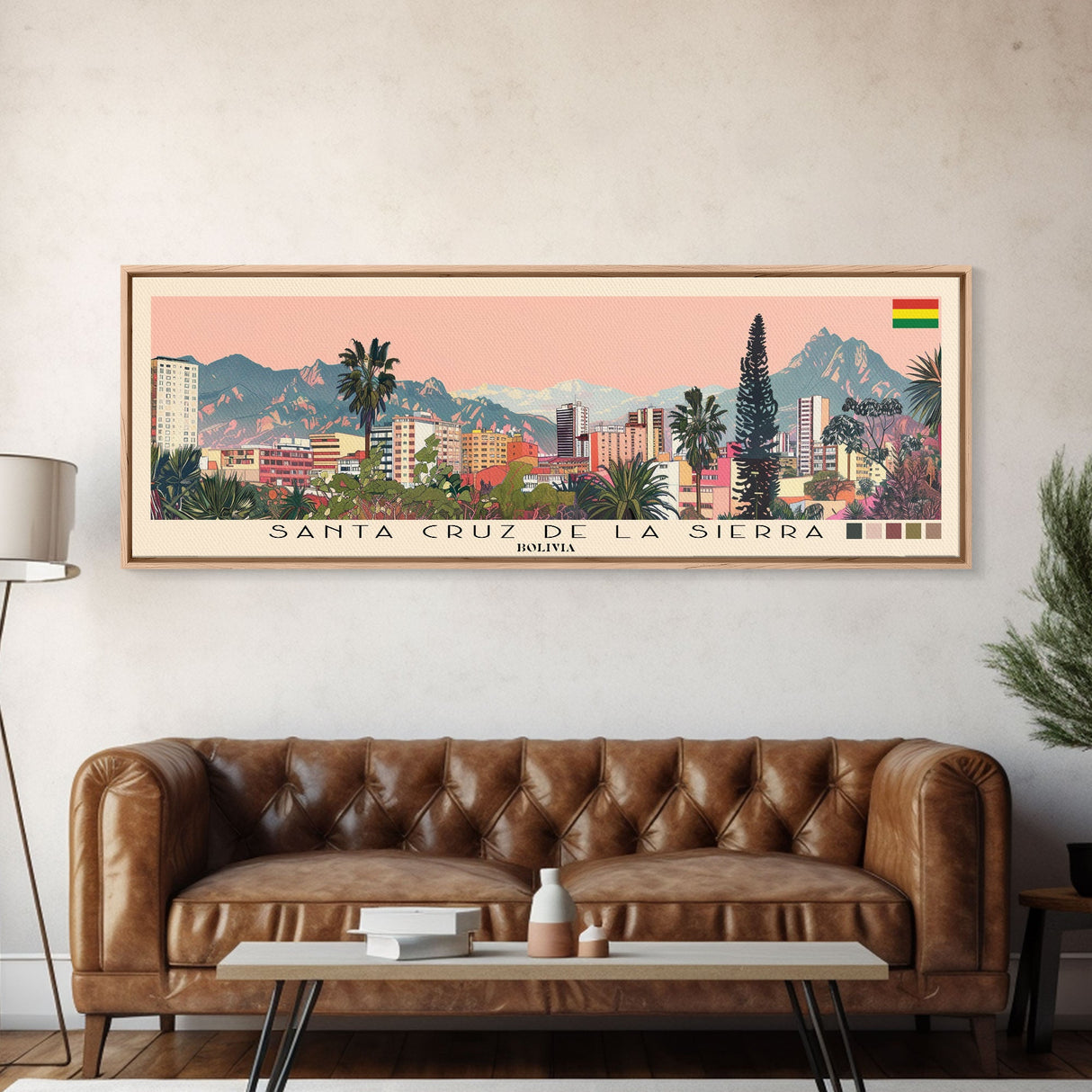 Santa Cruz de la Sierra, Bolivia Panoramic Canvas Print, Santa Cruz de la Sierra, Bolivia Painting, Bolivia Art, Santa Cruz de la Sierra Travel Poster, Travel Art, Housewarming Gift