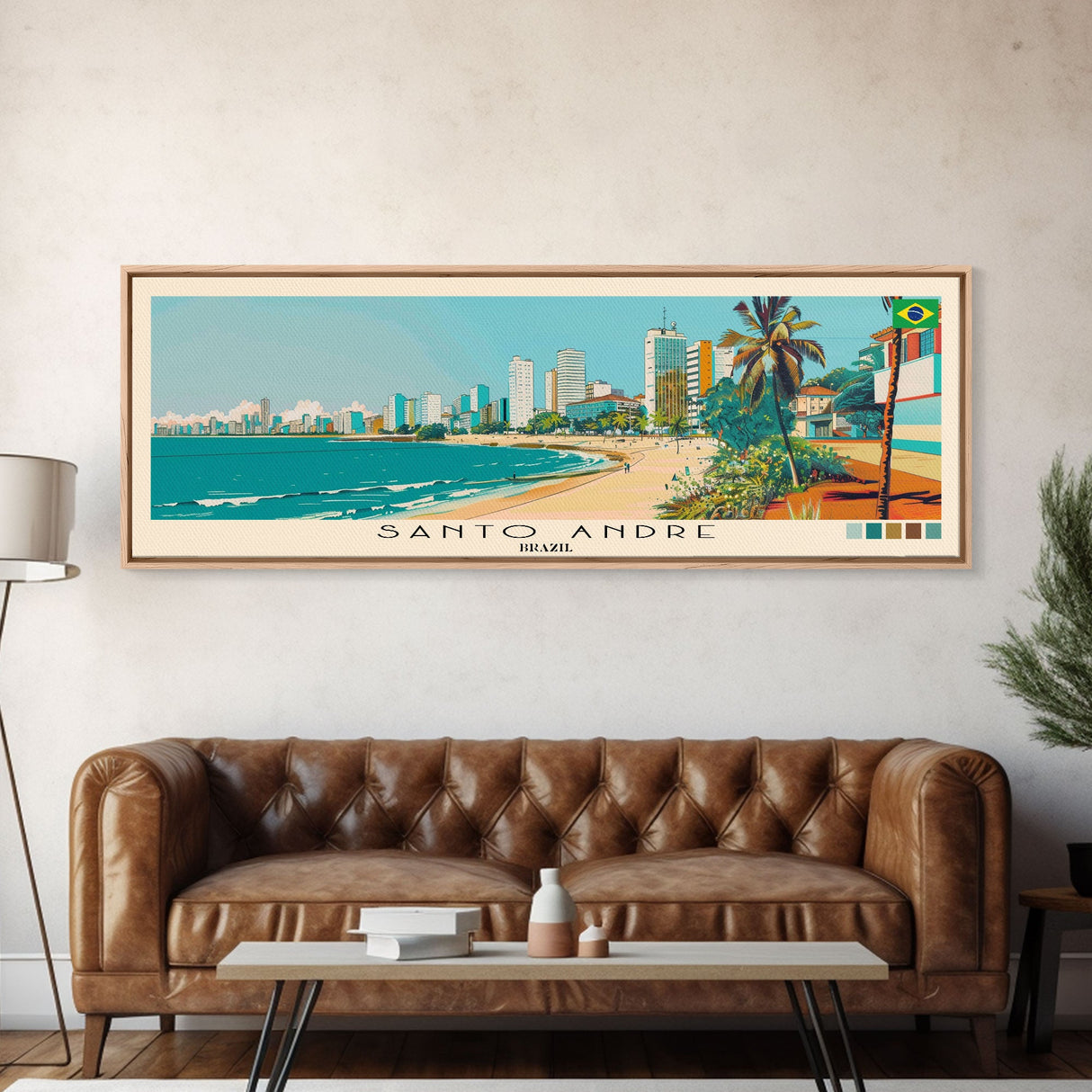 Santo Andre, Brazil Panoramic Canvas Print, Santo Andre, Brazil Painting, Brazil Art, Santo Andre Travel Poster, Travel Art, Living Room Painting