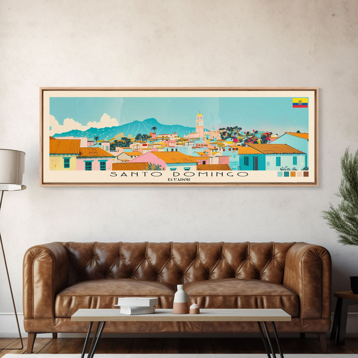 Santo Domingo, Ecuador Panoramic Canvas Print, Santo Domingo, Ecuador Painting, Ecuador Art, Santo Domingo Travel Poster, Travel Art, Housewarming Gift