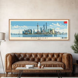 Shanghai, China Panoramic Canvas Print, Shanghai, China Painting, China Art, Shanghai Travel Poster, Travel Art, Housewarming Gift