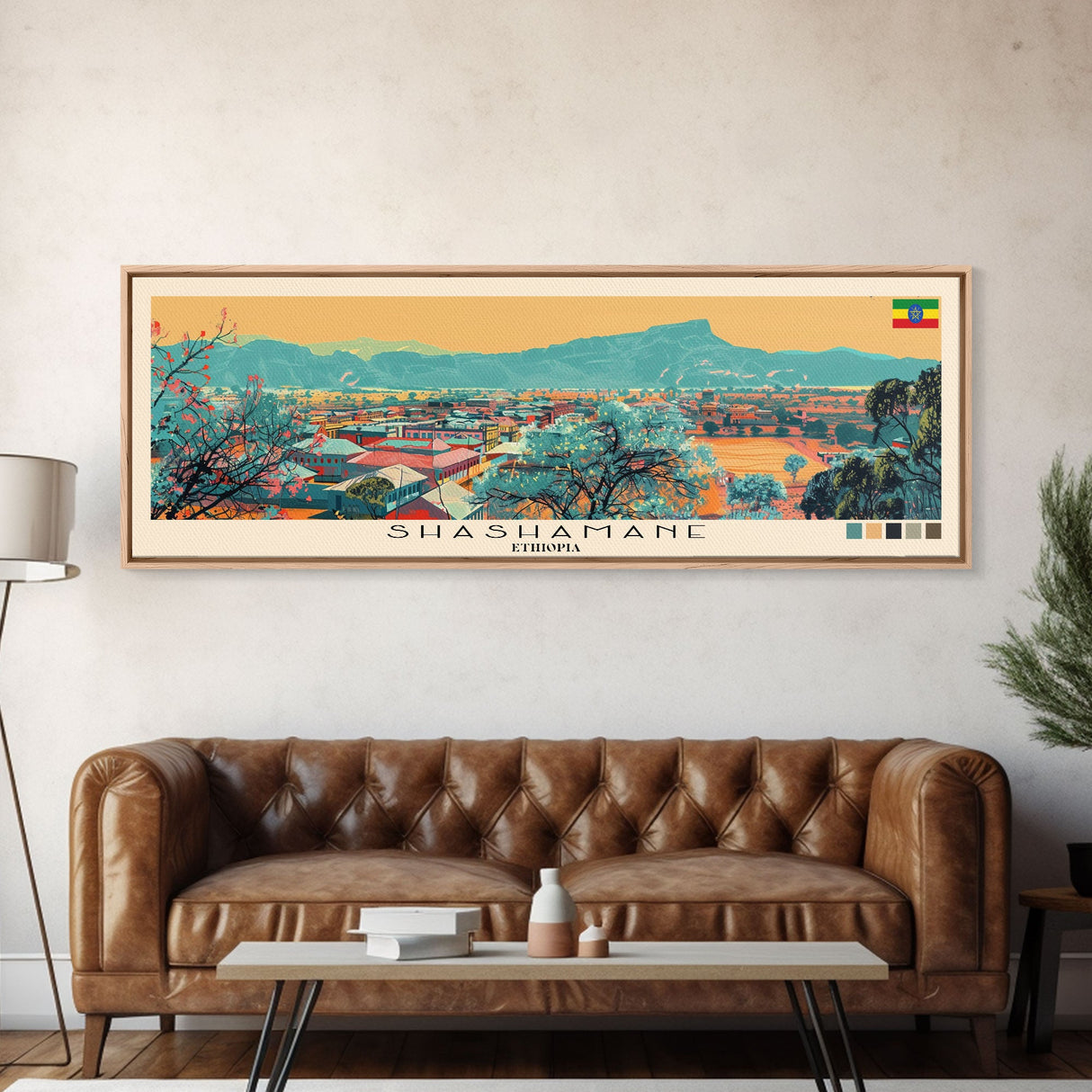 Shashamane, Ethiopia Panoramic Canvas Print, Shashamane, Ethiopia Painting, Ethiopia Art, Shashamane Travel Poster, Travel Art, Guest Room Painting