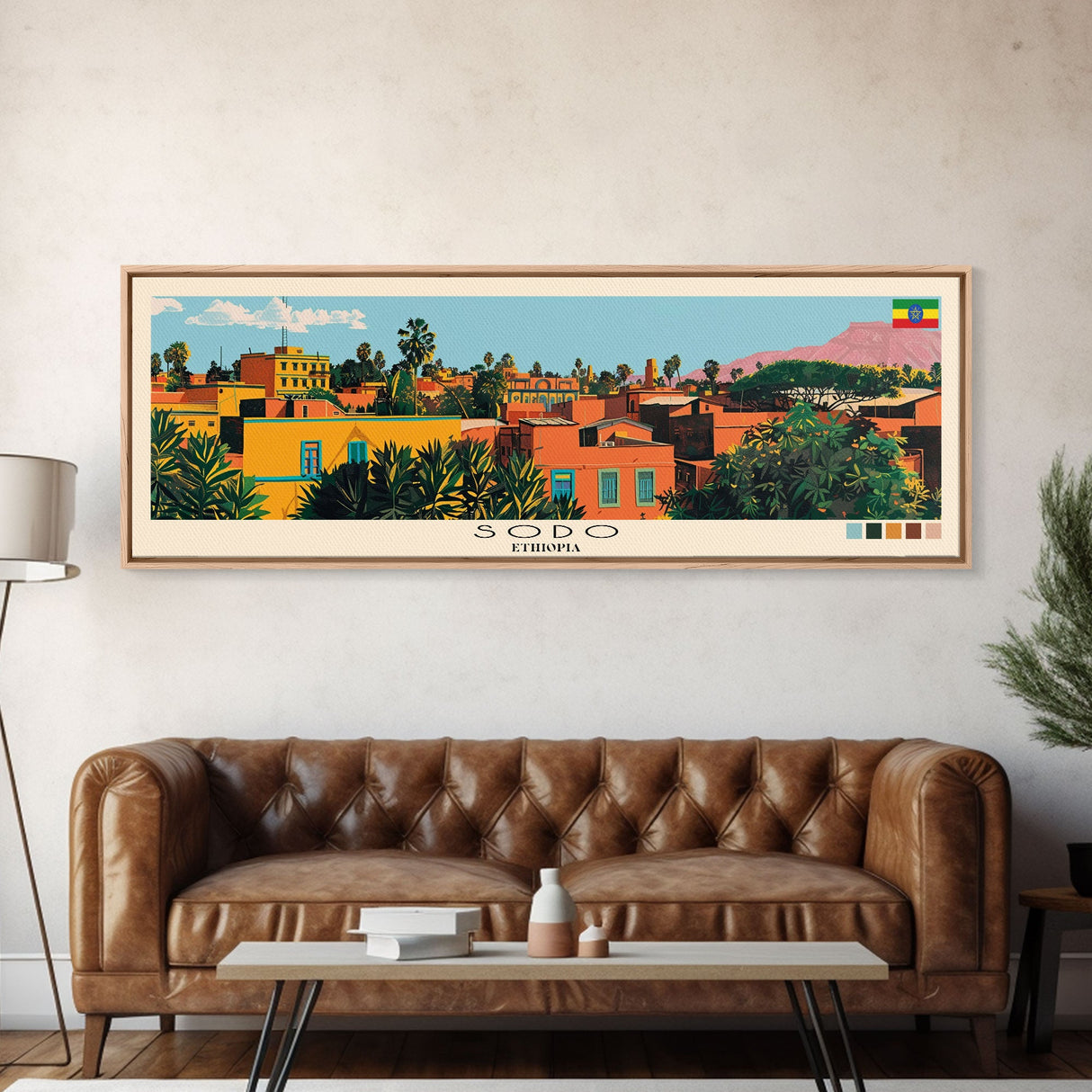 Sodo, Ethiopia Panoramic Canvas Print, Sodo, Ethiopia Painting, Ethiopia Art, Sodo Travel Poster, Travel Art, Living Room Painting