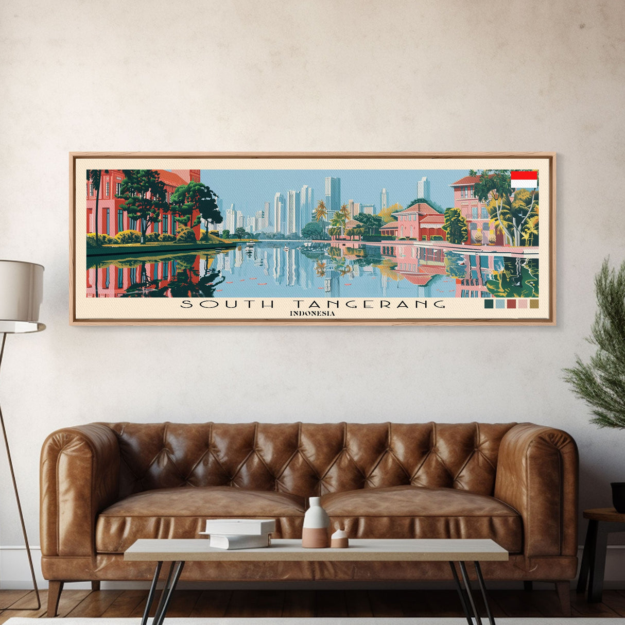 South Tangerang, Indonesia Panoramic Canvas Print, South Tangerang, Indonesia Painting, Indonesia Art, South Tangerang Travel Poster, Travel Art, Guest Room Painting