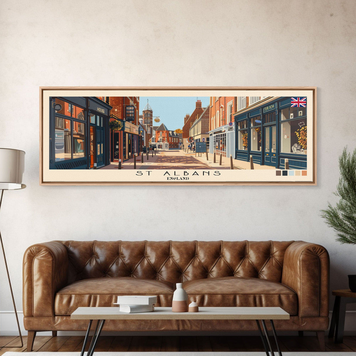 St Albans, England Panoramic Canvas Print, St Albans, England Painting, England Art, St Albans Travel Poster, Travel Art, Guest Room Painting