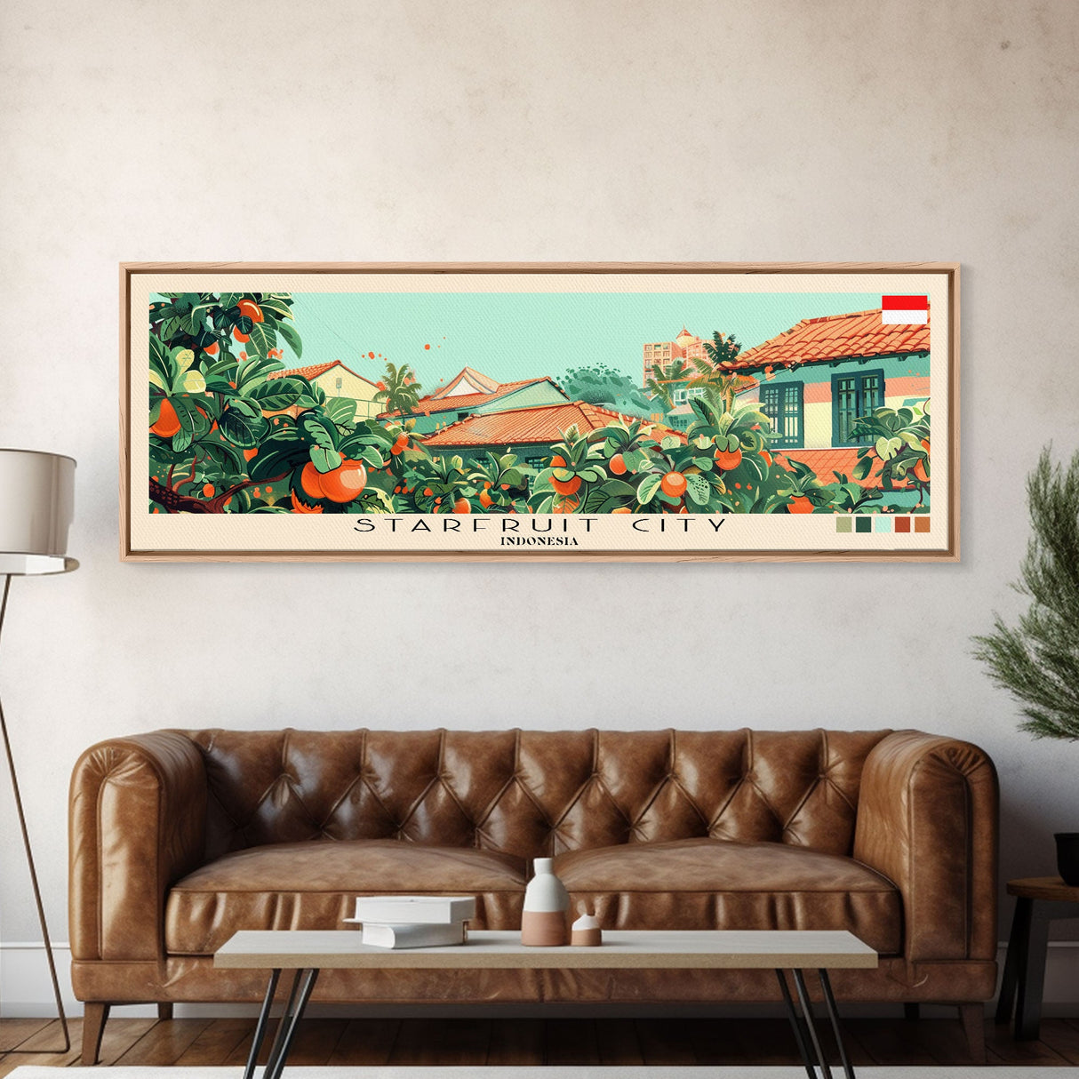 Starfruit City, Indonesia Panoramic Canvas Print, Starfruit City, Indonesia Painting, Indonesia Art, Starfruit City Travel Poster, Travel Art, Vacation Gift