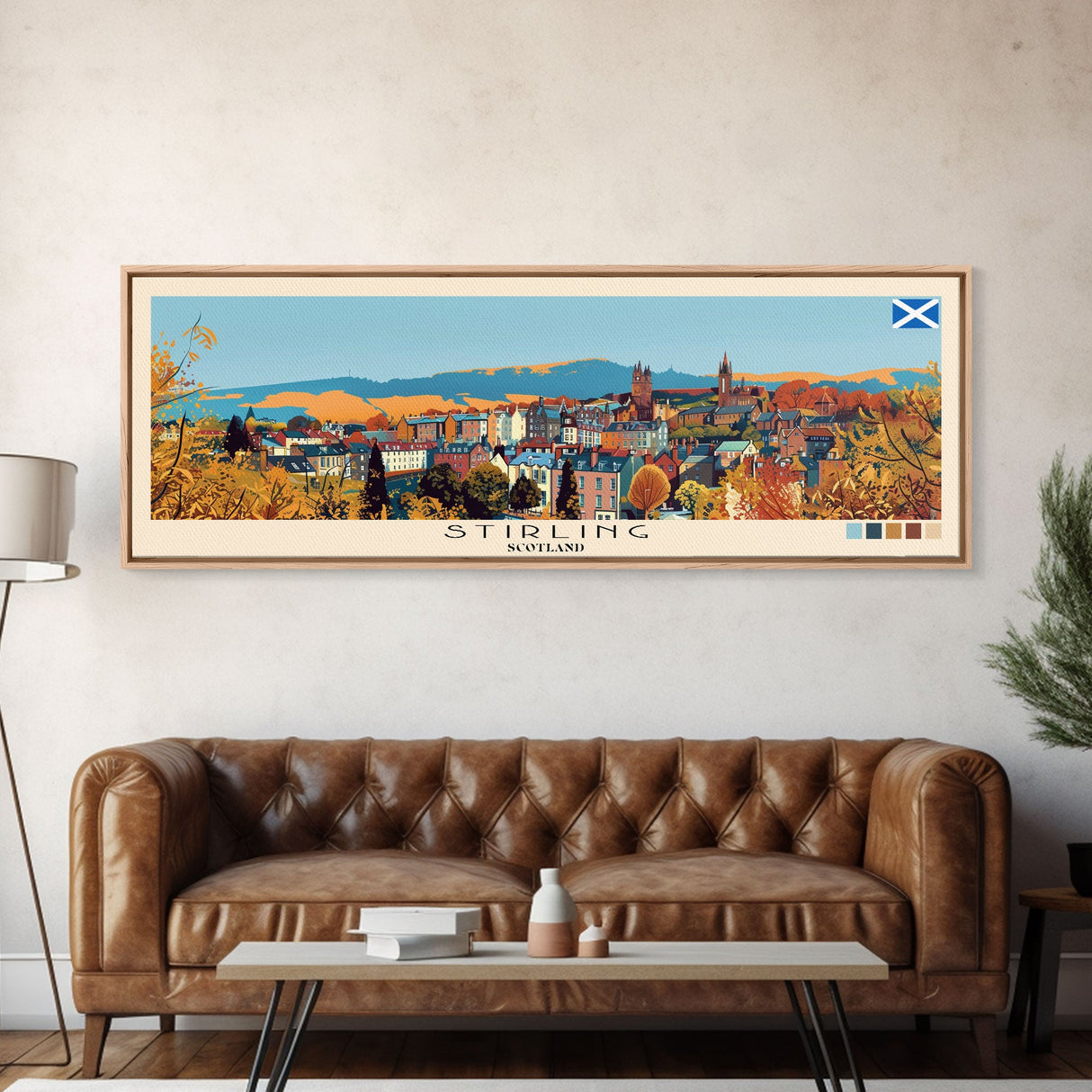 Stirling, Scotland Panoramic Canvas Print, Stirling, Scotland Painting, Scotland Art, Stirling Travel Poster, Travel Art, Living Room Painting