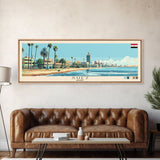 Suez, Egypt Panoramic Canvas Print, Suez, Egypt Painting, Egypt Art, Suez Travel Poster, Travel Art, Vacation Gift