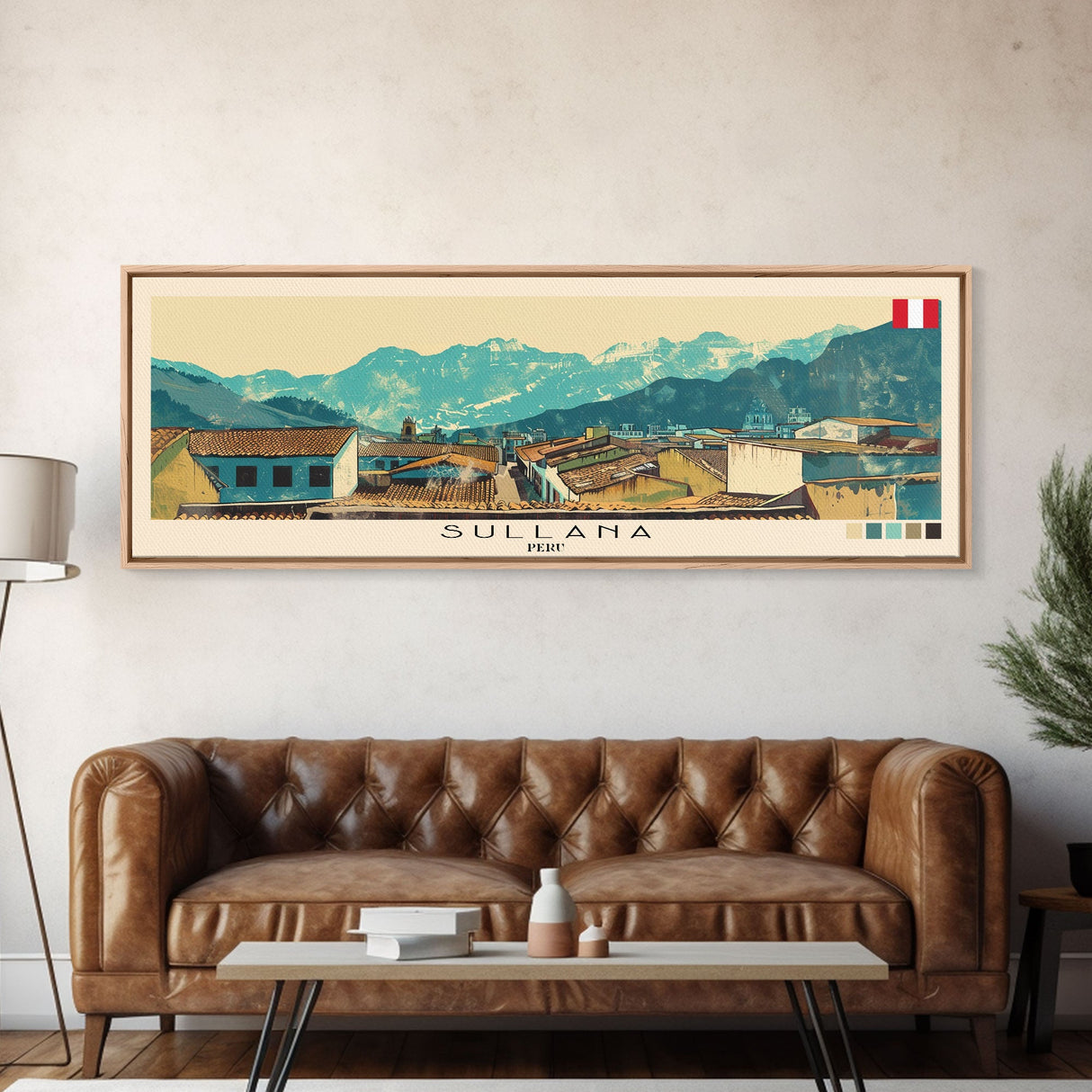 Sullana, Peru Panoramic Canvas Print, Sullana, Peru Painting, Peru Art, Sullana Travel Poster, Travel Art, Living Room Painting