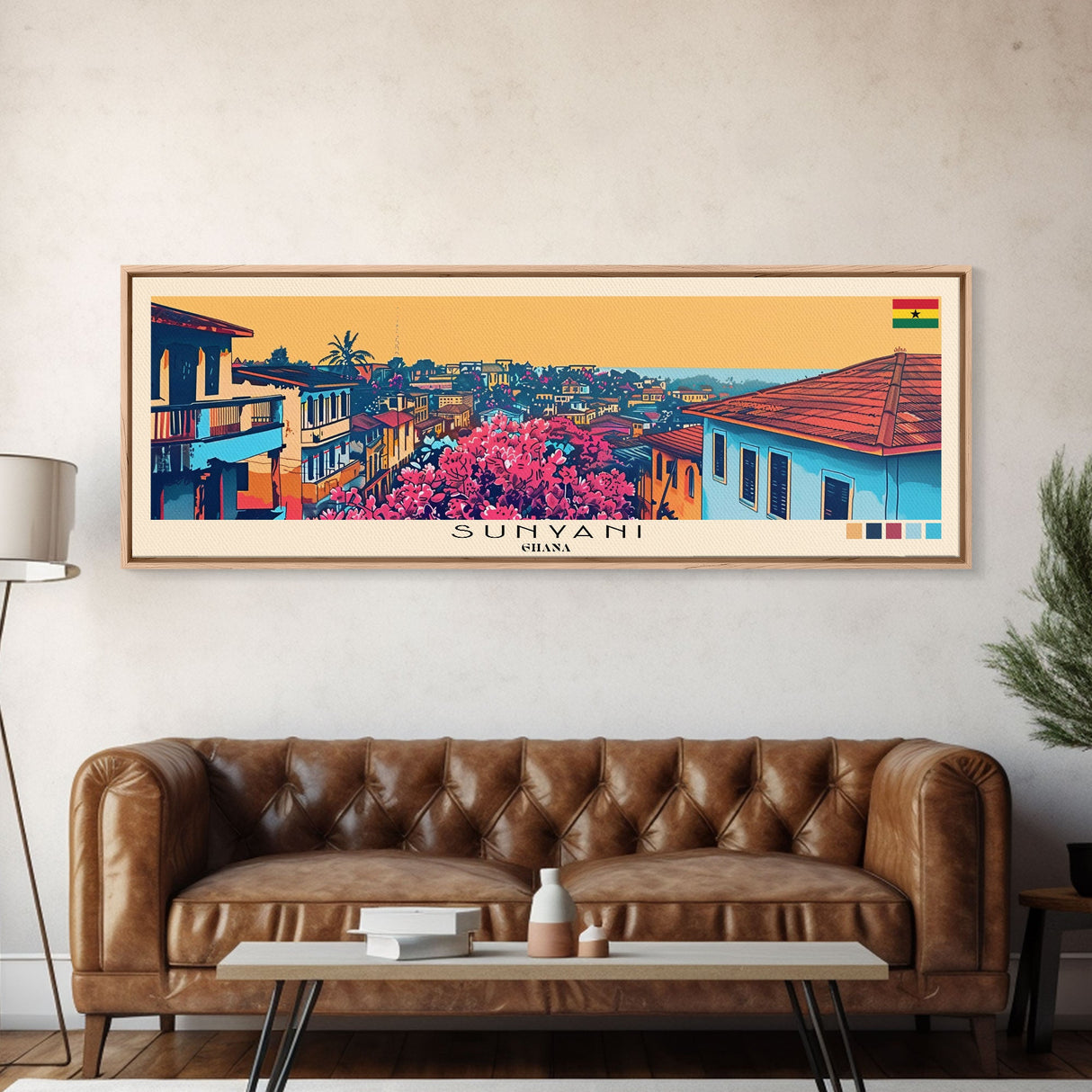 Sunyani, Ghana Panoramic Canvas Print, Sunyani, Ghana Painting, Ghana Art, Sunyani Travel Poster, Travel Art, Guest Room Painting