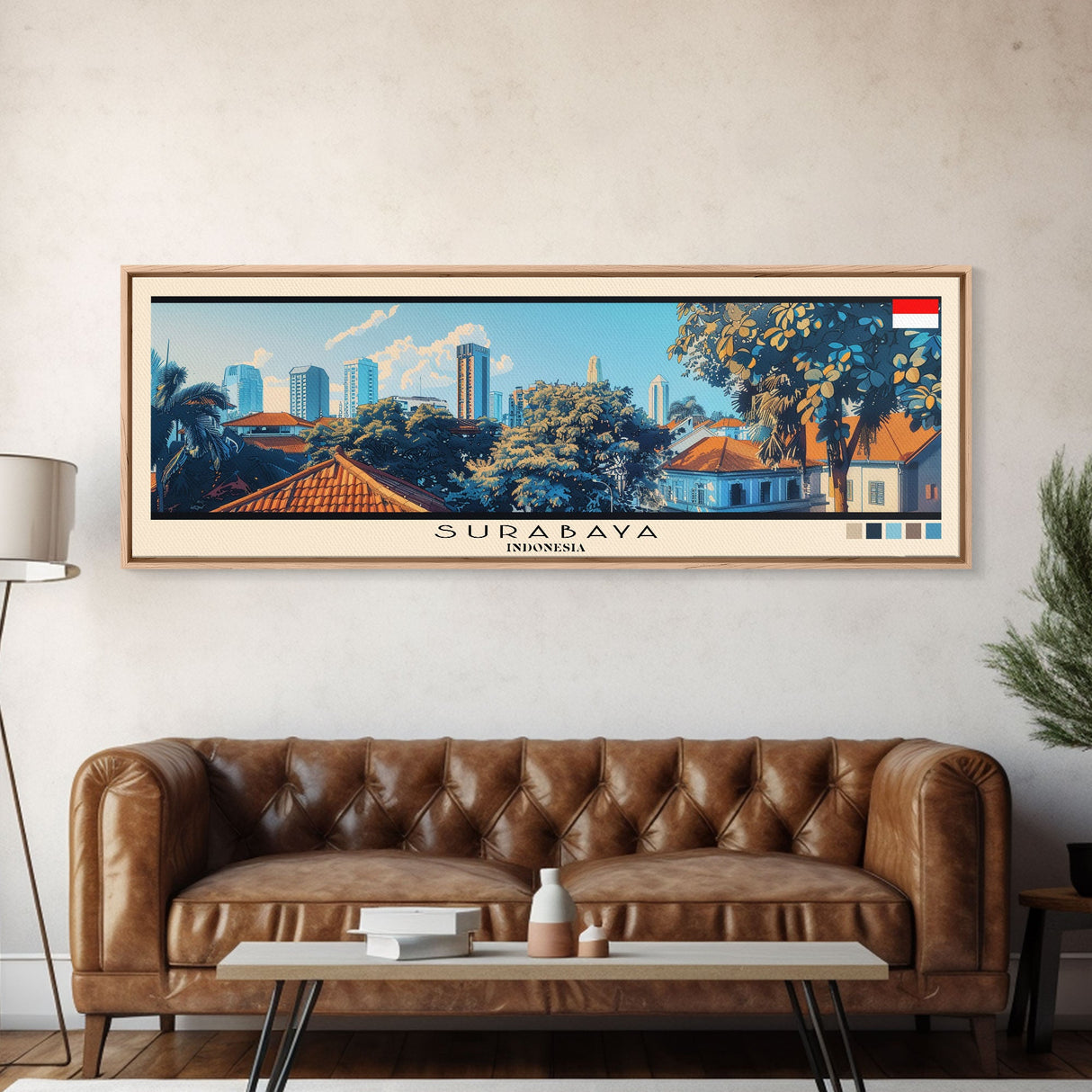 Surabaya, Indonesia Panoramic Canvas Print, Surabaya, Indonesia Painting, Indonesia Art, Surabaya Travel Poster, Travel Art, Vacation Gift