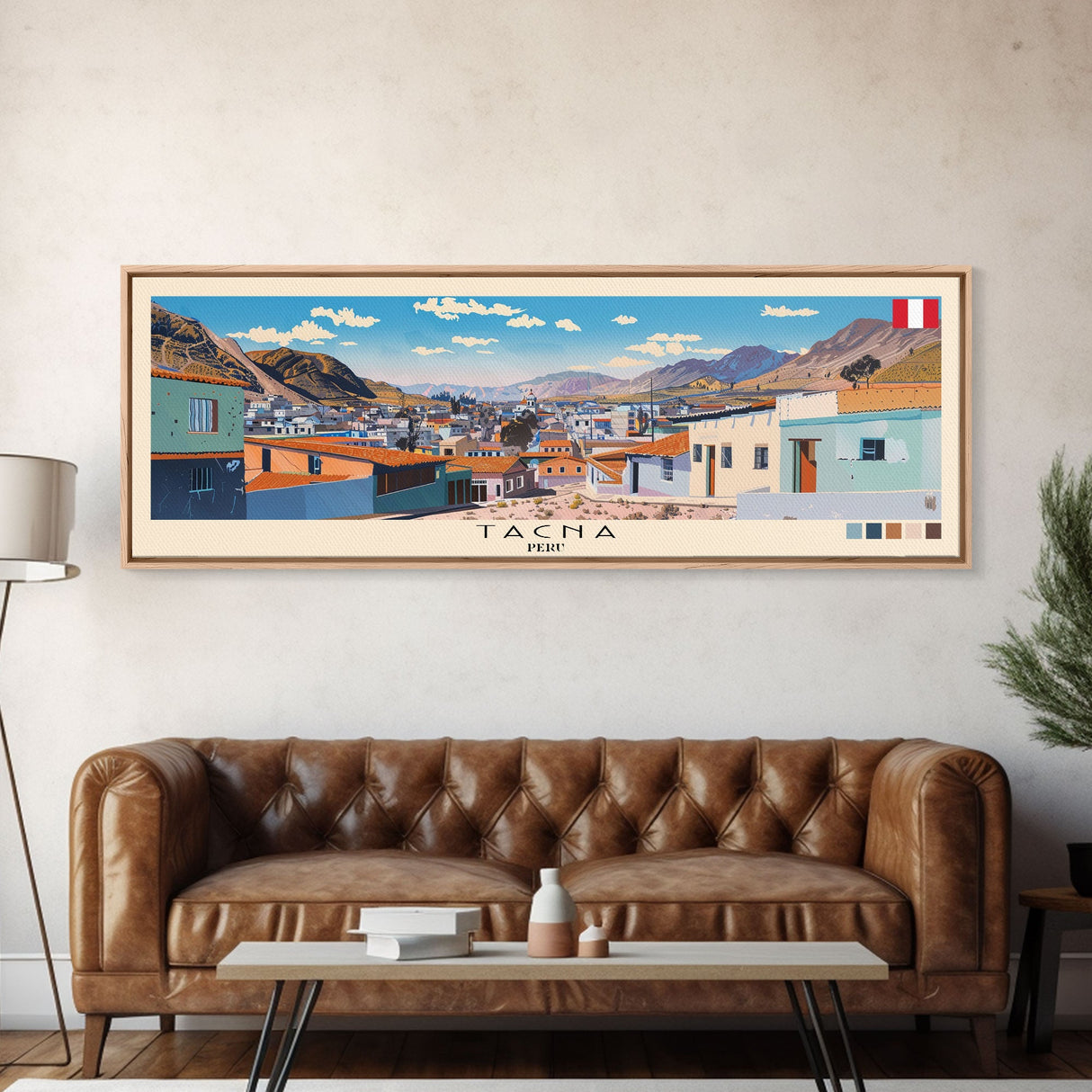 Tacna, Peru Panoramic Canvas Print, Tacna, Peru Painting, Peru Art, Tacna Travel Poster, Travel Art, Guest Room Painting