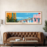 Tangier, Morocco Panoramic Canvas Print, Tangier, Morocco Painting, Morocco Art, Tangier Travel Poster, Travel Art, Guest Room Painting