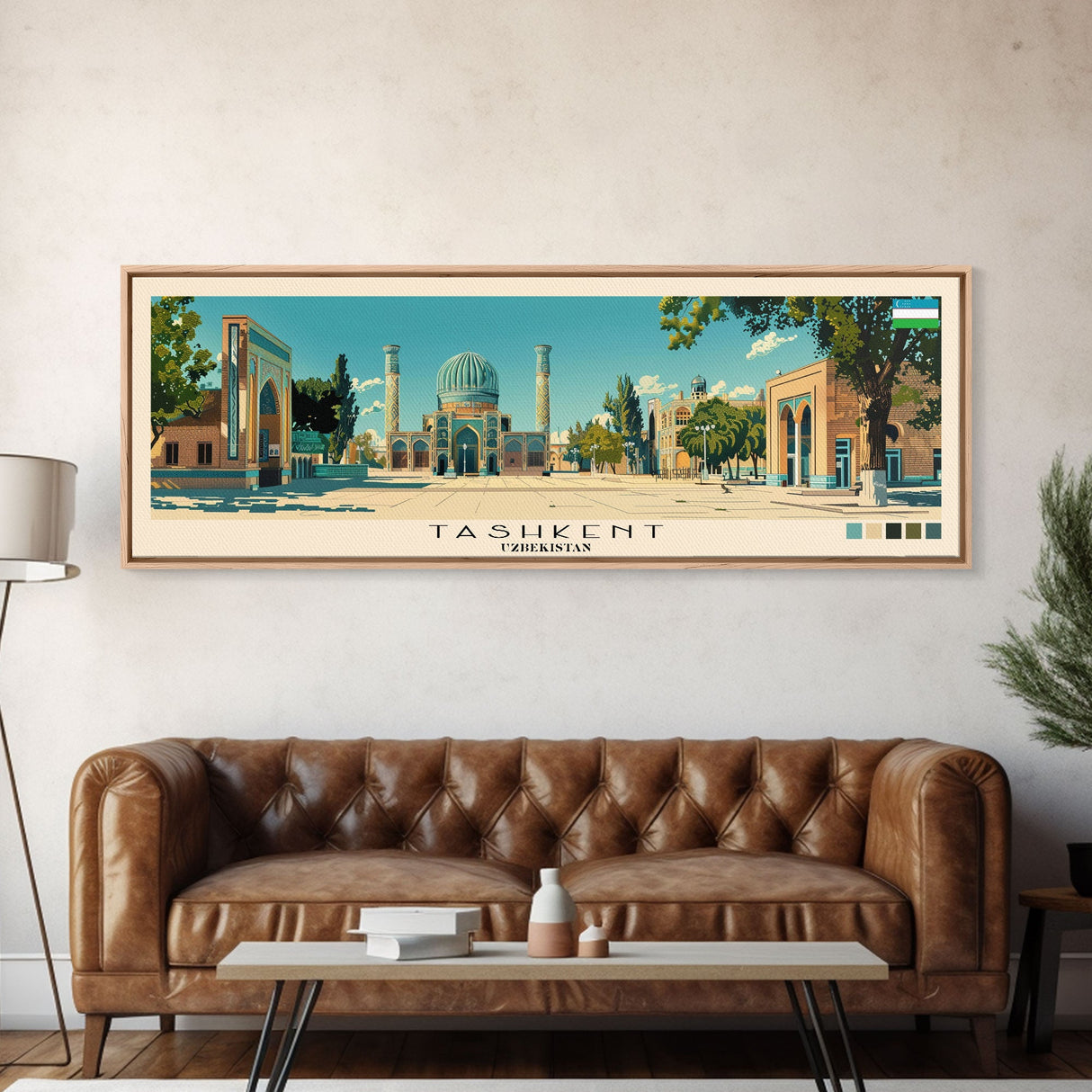 Tashkent, Uzbekistan Panoramic Canvas Print, Tashkent, Uzbekistan Painting, Uzbekistan Art, Tashkent Travel Poster, Travel Art, Housewarming Gift