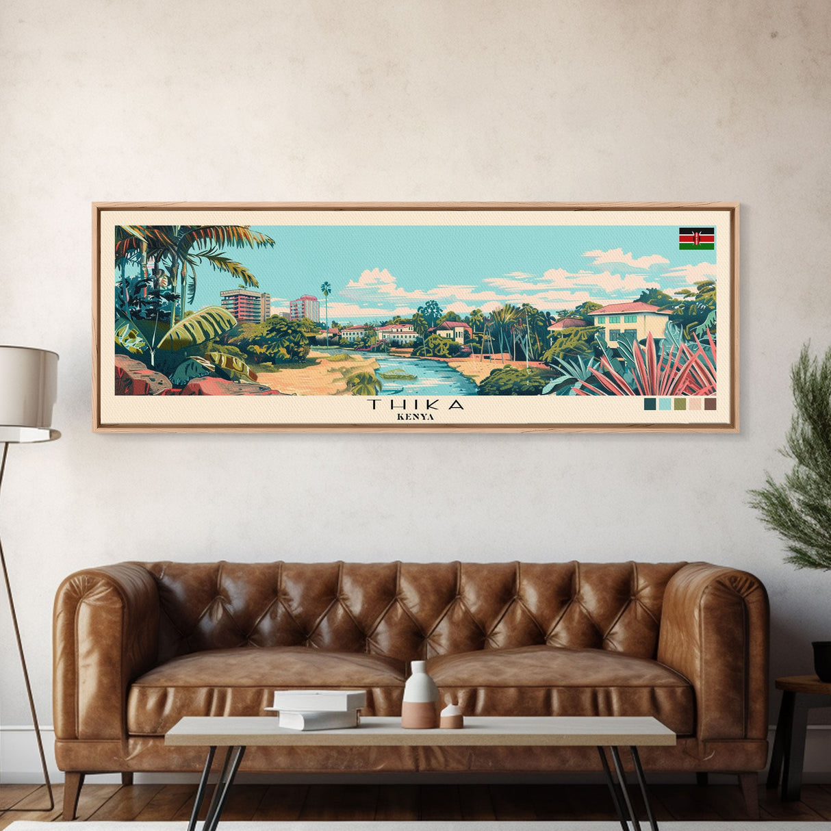 Thika, Kenya Panoramic Canvas Print, Thika, Kenya Painting, Kenya Art, Thika Travel Poster, Travel Art, Housewarming Gift