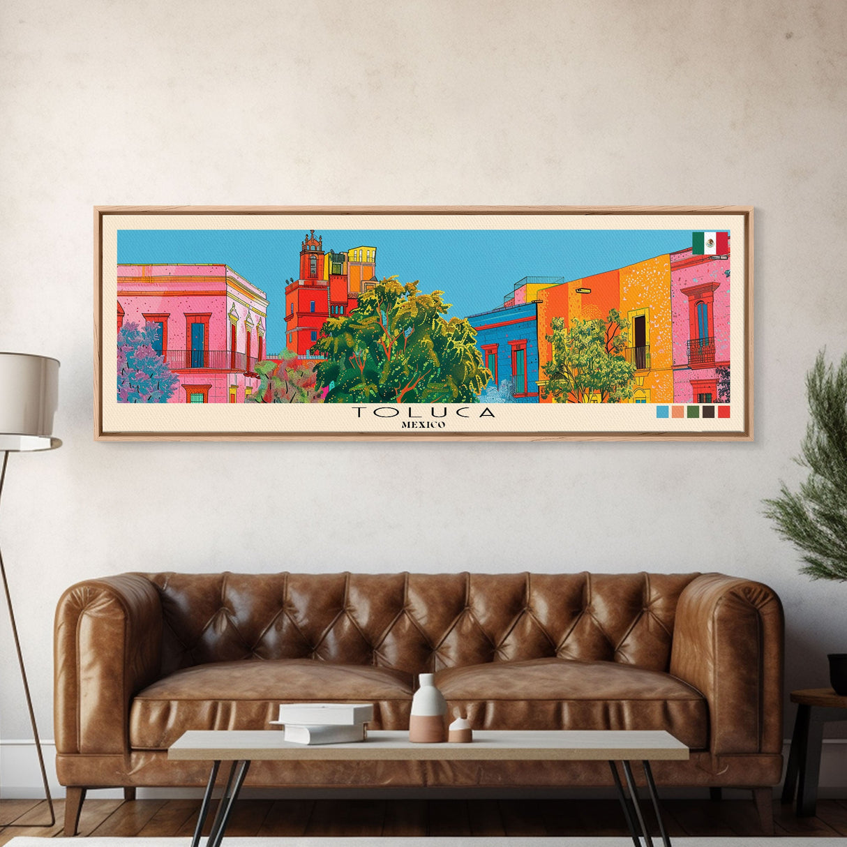 Toluca, Mexico Panoramic Canvas Print, Toluca, Mexico Painting, Mexico Art, Toluca Travel Poster, Travel Art, Guest Room Painting