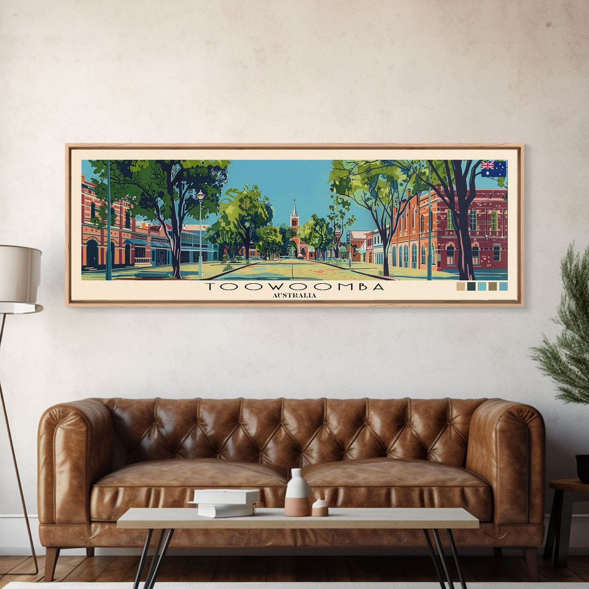 Toowoomba, Australia Panoramic Canvas Print, Toowoomba, Australia Painting, Australia Art, Toowoomba Travel Poster, Travel Art, Vacation Gift