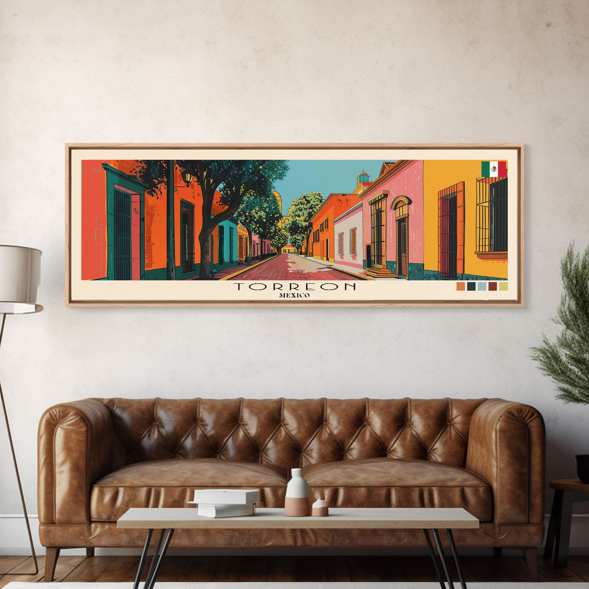 Torreon, Mexico Panoramic Canvas Print, Torreon, Mexico Painting, Mexico Art, Torreon Travel Poster, Travel Art, Housewarming Gift