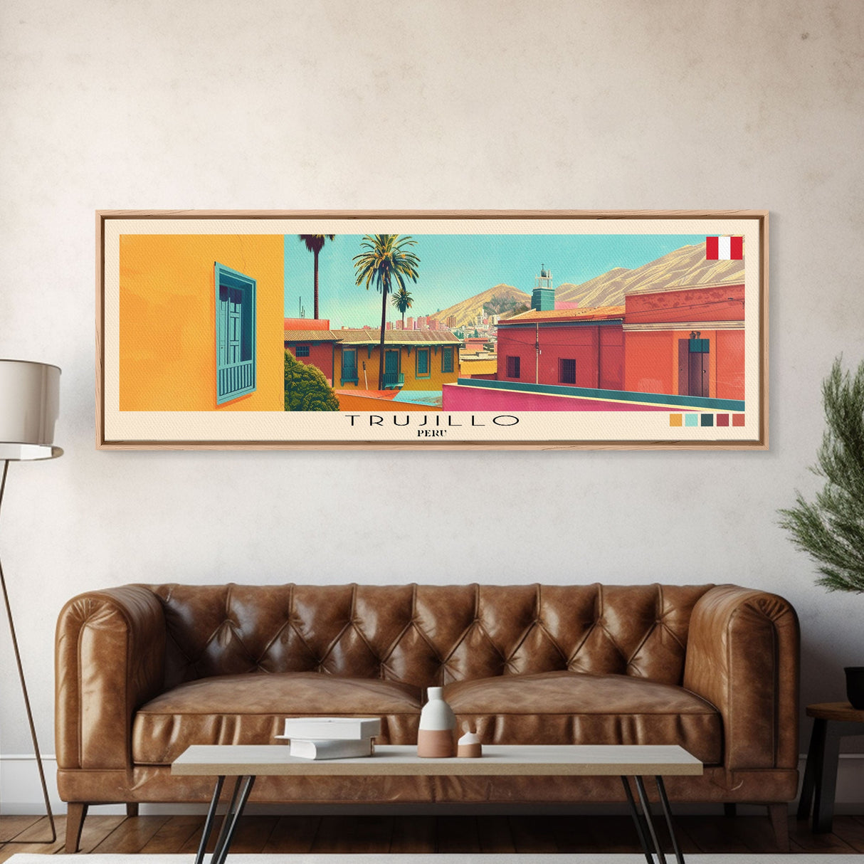 Trujillo, Peru Panoramic Canvas Print, Trujillo, Peru Painting, Peru Art, Trujillo Travel Poster, Travel Art, Guest Room Painting