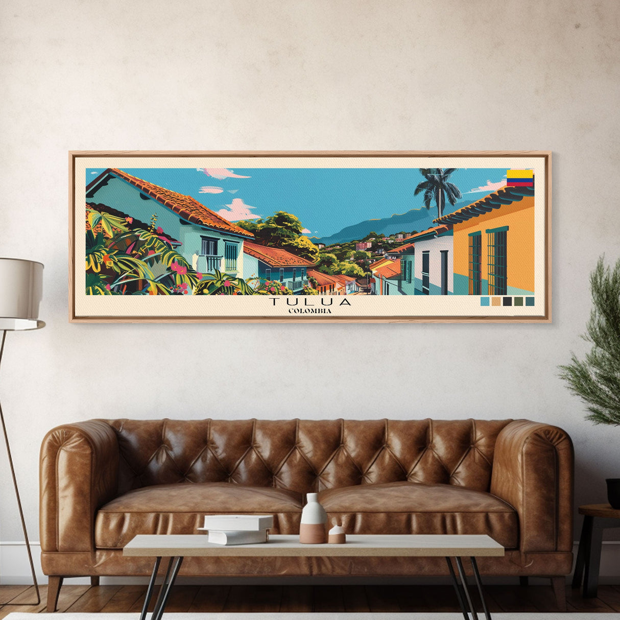 Tulua, Colombia Panoramic Canvas Print, Tulua, Colombia Painting, Colombia Art, Tulua Travel Poster, Travel Art, Living Room Painting